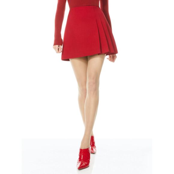 ALICE + OLIVIA Semira Pleated Red Mini Skirt - Picture 5 of 12